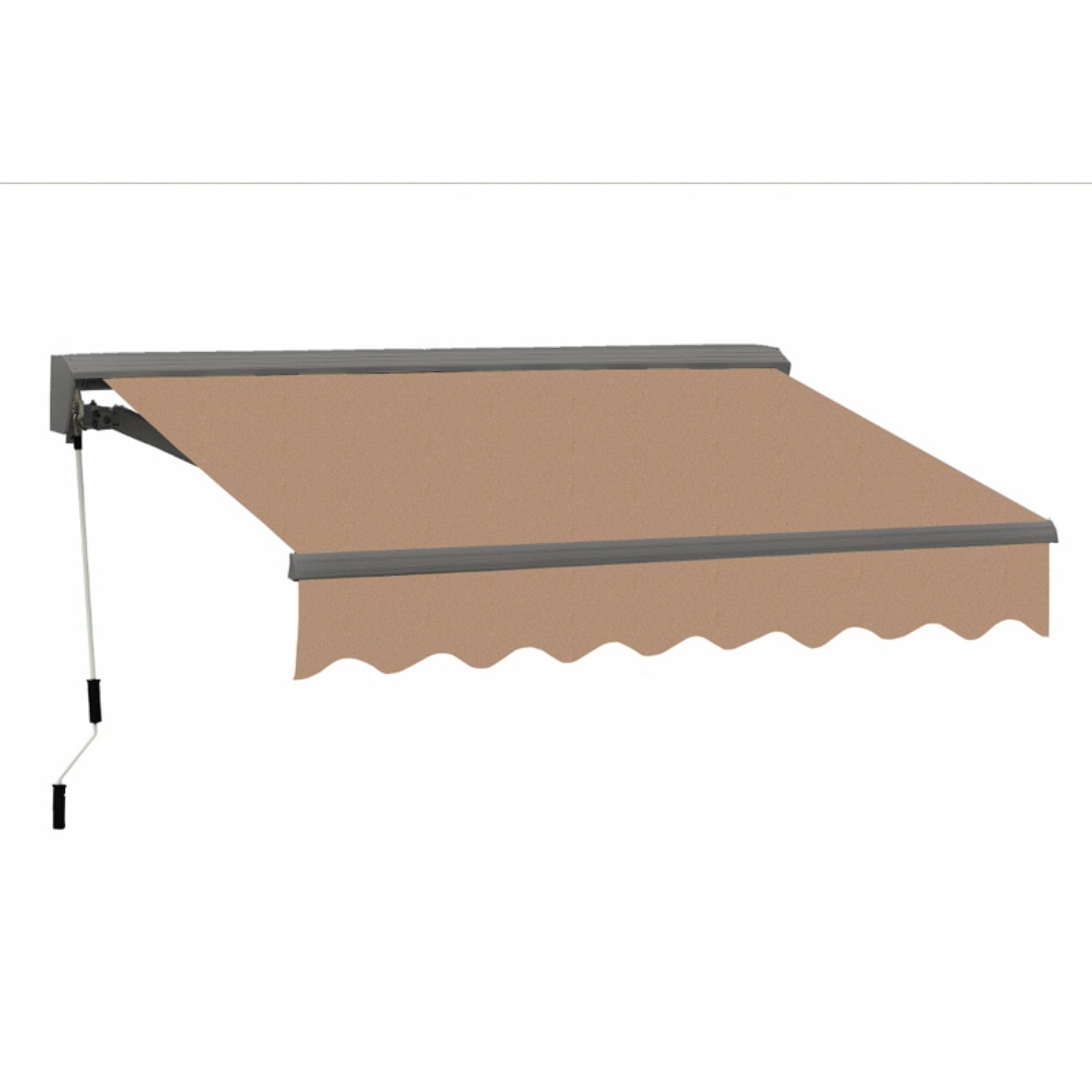 Classic Motorized Beige Acrylic Patio Awning with Aluminum Frame