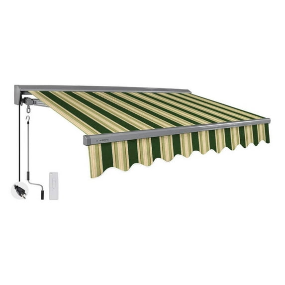 Advaning Classic Series 12x10 ft. Electric Retractable Sunshade Awning - Forest Green