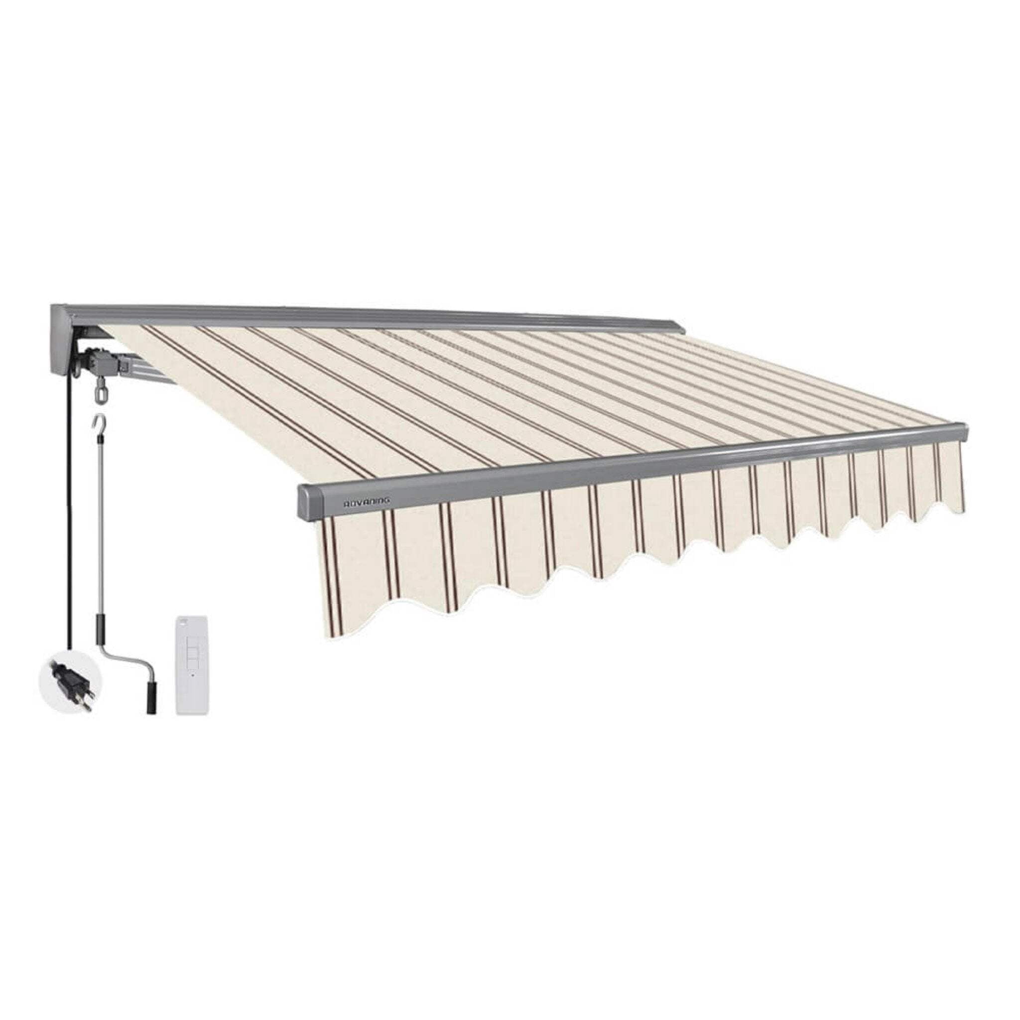 Advaning Classic Series 12x10 ft. Electric Retractable Sunshade Awning - Natural Beige