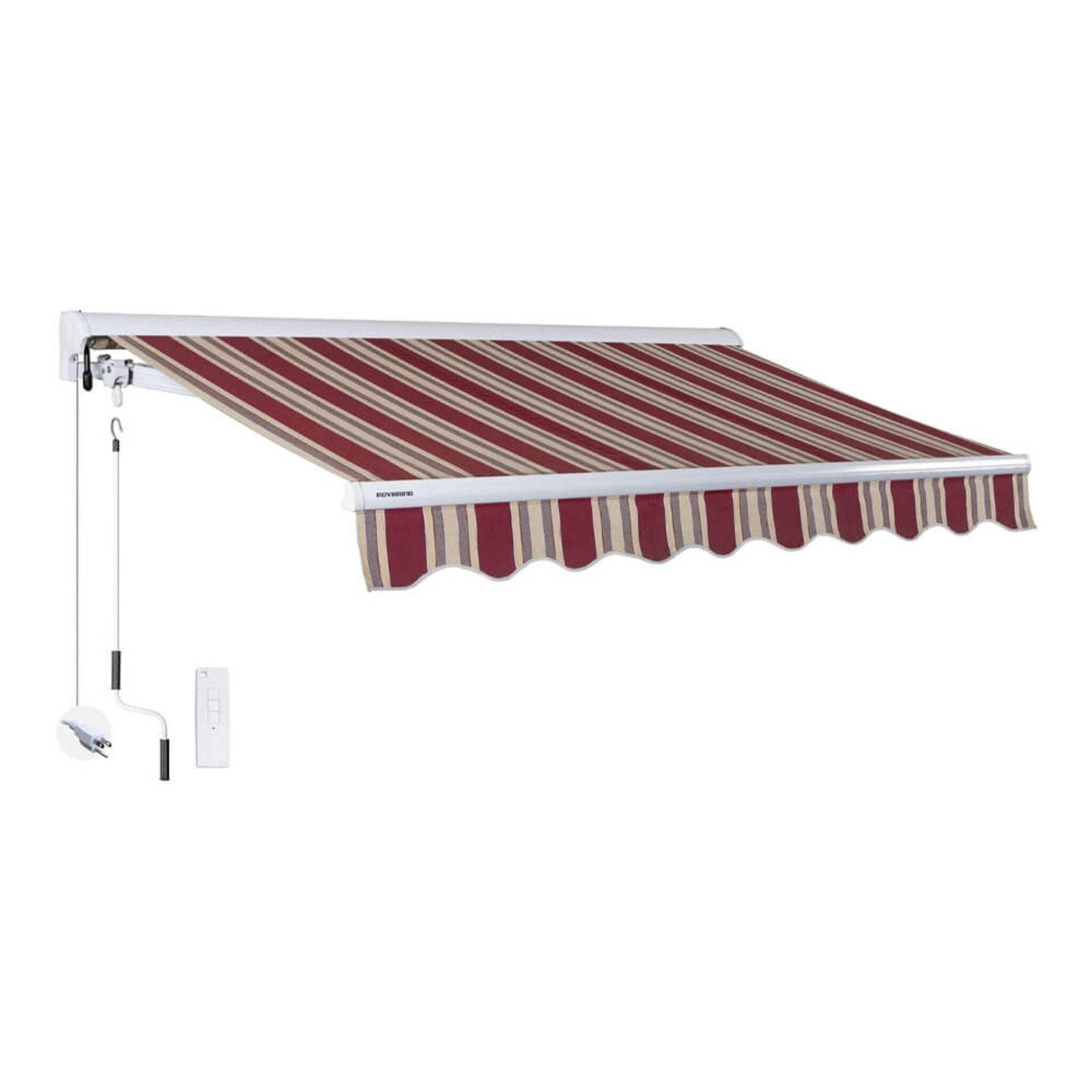 Advaning Luxury Series 12x10 ft. Electric Retractable Sunshade Awning - Brick Red