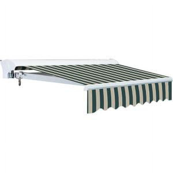 Garden Green and Sand Beige Striped Retractable Electric Awning