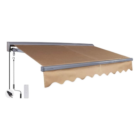 Advaning Classic Series 13x10 ft. Electric Retractable Sunshade Awning - Canvas Umber