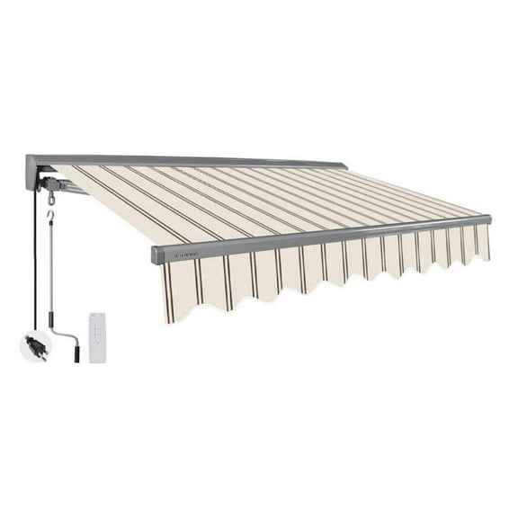 Advaning Classic Series 13x10 ft. Electric Retractable Sunshade Awning - Natural Beige