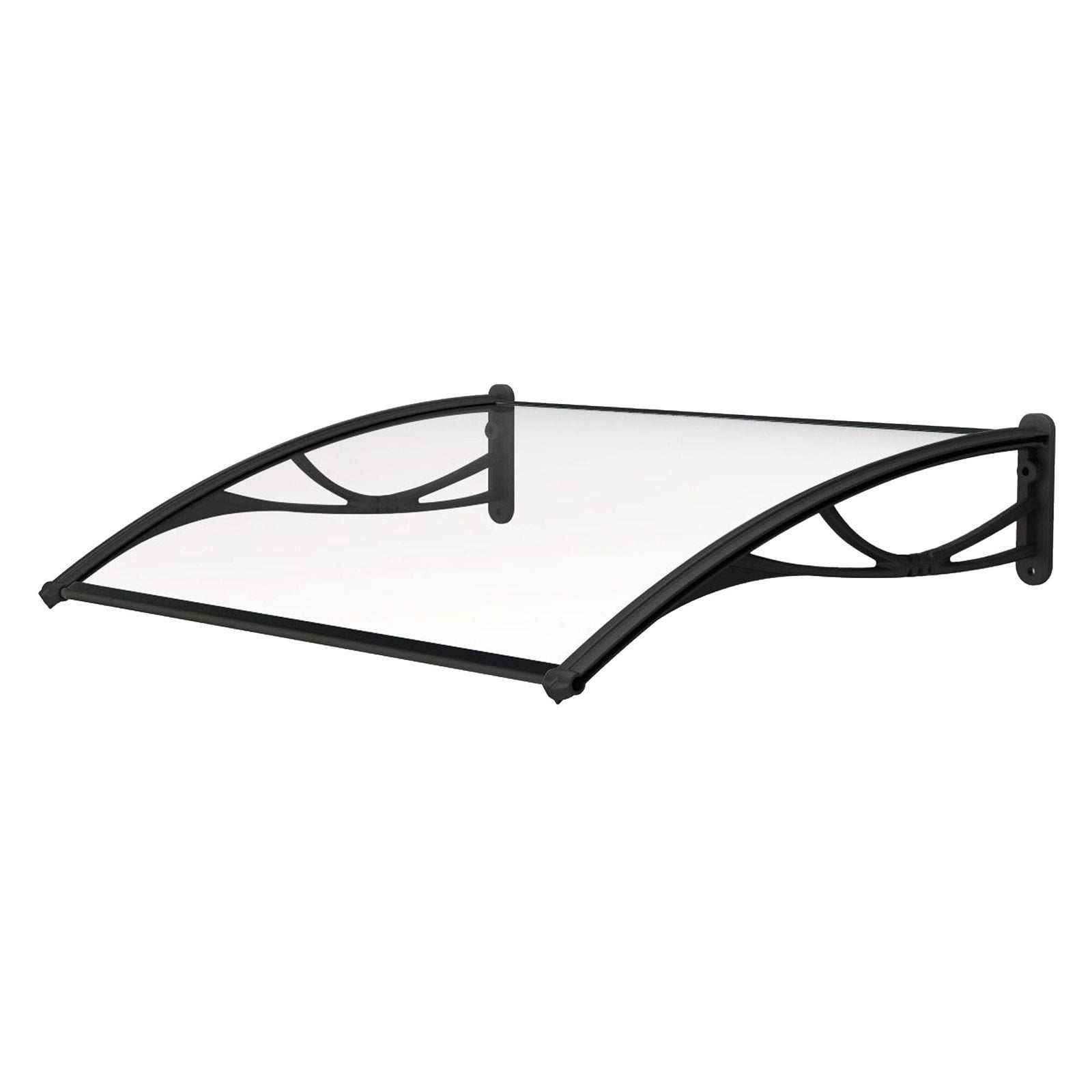 Advaning Clear Polycarbonate Door Awning with Black Brackets
