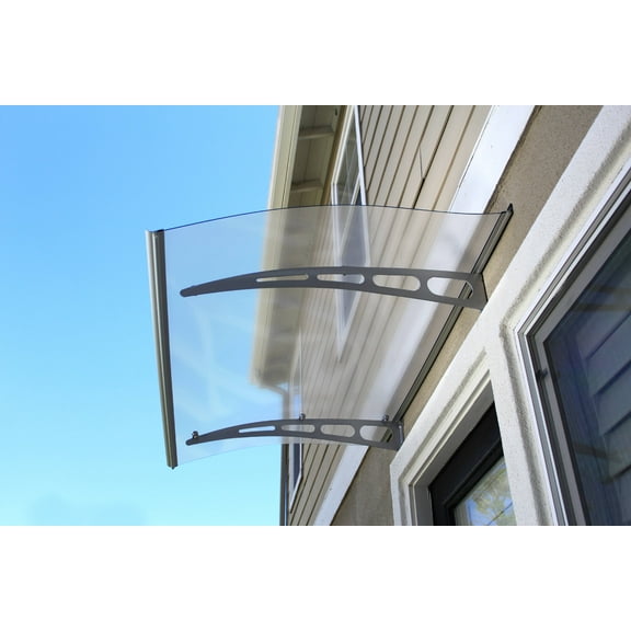 ADVANING 47"x35" Solid Polycarbonate Door Awning, PA Series, Frosted Sheet, Aluminum Brackets, DA4735-PSS3A