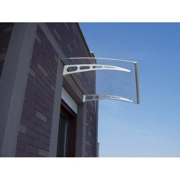 ADVANING 47"x35" Solid Polycarbonate Door Awning - PA Series, Clear Panel with Silver Brackets