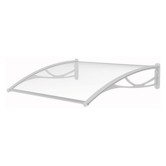 Advaning 55" x 31" Solid Polycarbonate Door Awning – PN Series, White Panel with Black Brackets