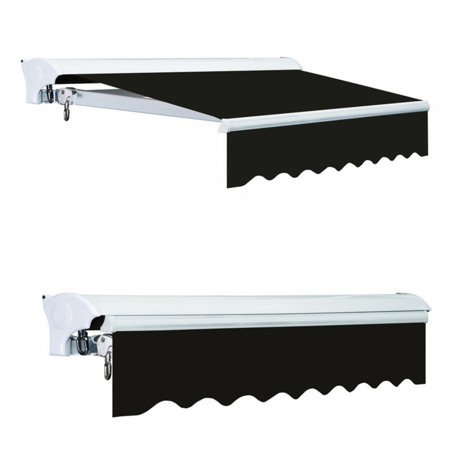 Black 8' x 6' Manual Retractable Aluminum Patio Awning