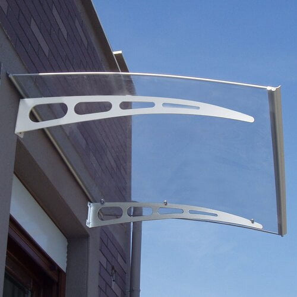 Clear Polycarbonate Door Awning with Aluminum Brackets, 94" x 35"