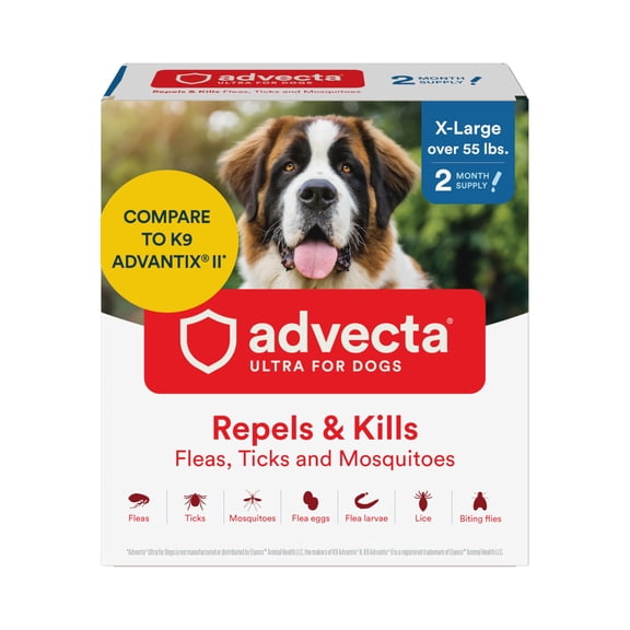 Advecta Ultra Flea and Tick Prevention for Dogs - Extra Large Dog Flea and Tick Treatment & Control - Mosquito Repellent - Fast Acting Waterproof Topical Drops, 2 Month Supply