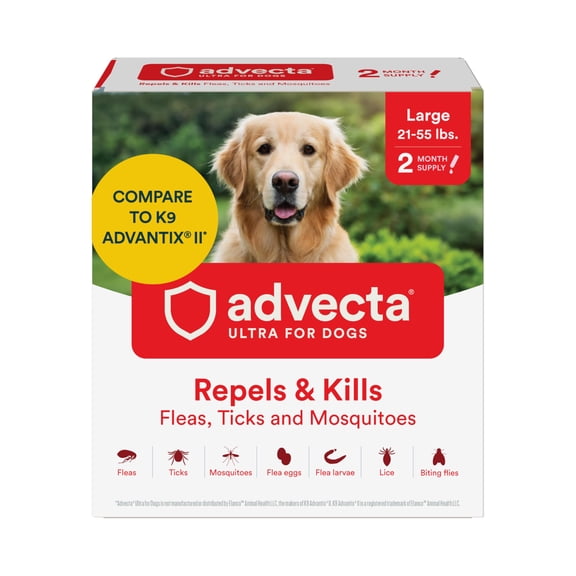 Advecta Ultra Flea and Tick Prevention for Dogs - Large Dog Flea and Tick Treatment & Control - Mosquito Repellent - Fast Acting Waterproof Topical Drops, 2 Month Supply
