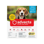 ADVECTA Ultra Flea and Tick Protection Topical Treatment for Medium Dogs, 11-20lbs, 2 Month Supply