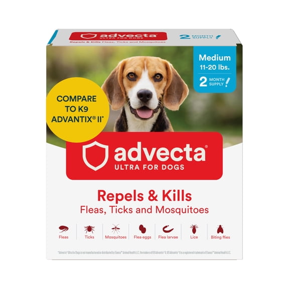 Advecta Ultra Flea and Tick Prevention for Dogs - Medium Dog Flea and Tick Treatment & Control - Mosquito Repellent - Fast Acting Waterproof Topical Drops, 2 Month Supply