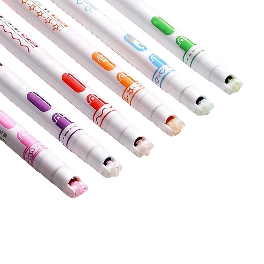 6 Colors Curve Highlighter Pens Dual Tip Pastel Markers For Girl Drawing  Decoration Cute Stationery Kawaii Highlihter Notetaking