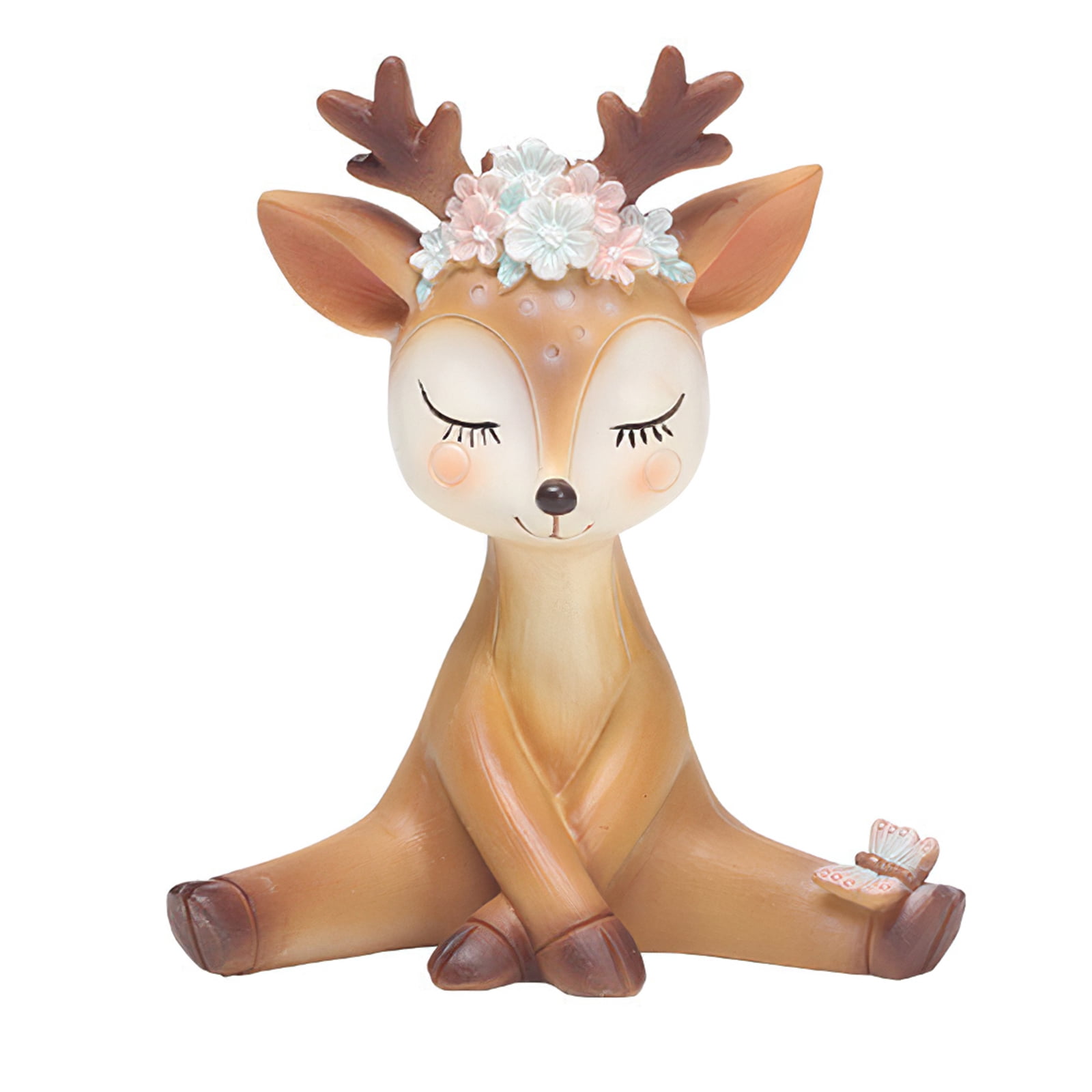 6 Pack Deer Figurines Cake Topper - Woodland Animal Resin Statues For Baby Shower, Birthday, Desk Decor