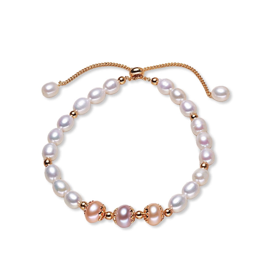 Buy Toniq Gold Plated Set of 3 Pearl Adjustable Bracelets for Women Online