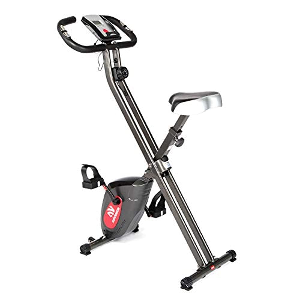 ADVENOR Exercise Bike Magnetic Bike Folding Fitness Bike Cycle Workout Home Gym With LCD Monitor Durable Upright Extra Large Seat Cushion black red Walmart
