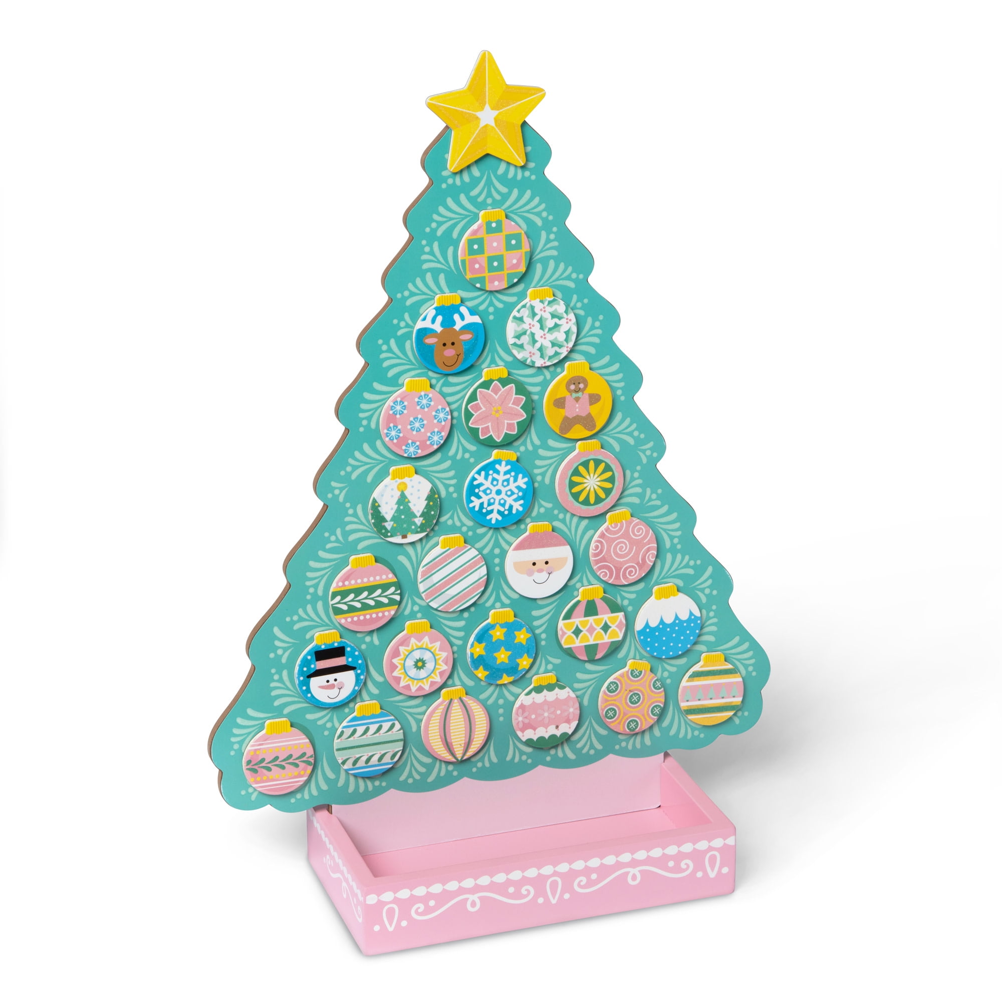 Melissa & Doug Countdown to Christmas Wooden Magnetic Advent Calendar - Pink - FSC Certified