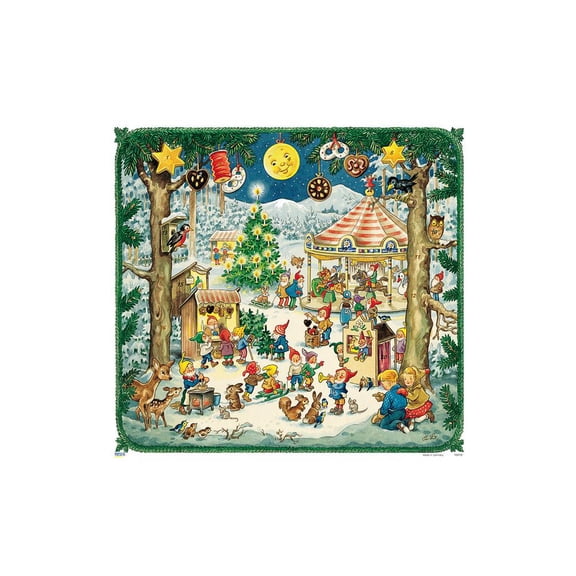 Korsch Advent - Festival Elves - 11"H x 12"W x .1"D