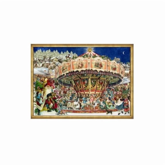 Sellmer Advent - Victorian style Carousel at Christmas - 10.5"H x 14.5"W x .1"D