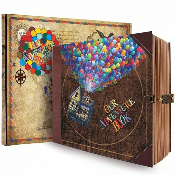 OUR ADVENTURE BOOK A Book Scrapbook Photo Album,Retro Style Embossed Letter Cover Travel Diary Journal Scrap Book Kit For Couples,Memory Book For Anniversary Wedding,Valentines Day Gifts