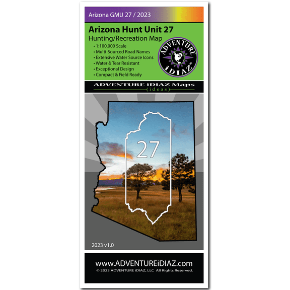 ADVENTURE iDIAZ - Arizona Hunt Unit 27 Map - Hiking, Hunting, Recreation Map