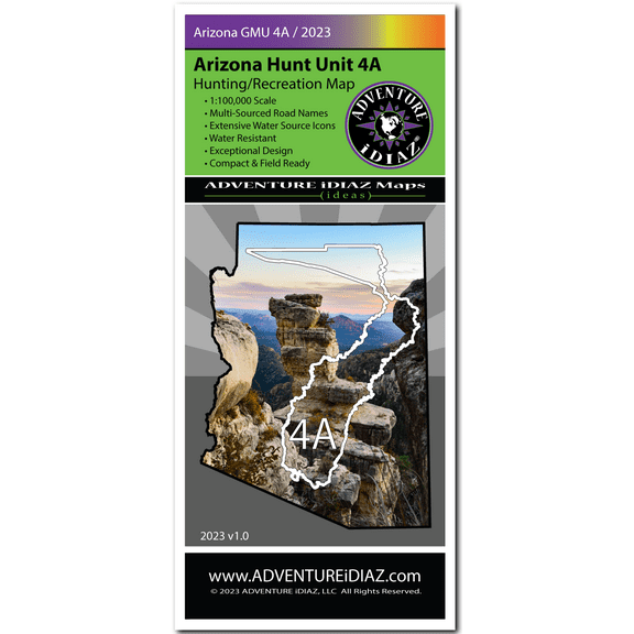 ADVENTURE iDIAZ - Arizona Hunt Unit 4A Map - Hiking, Hunting, Recreation Map