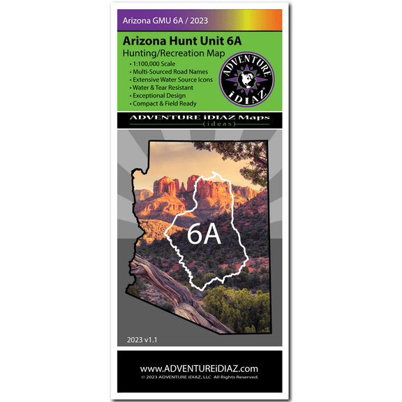 ADVENTURE iDIAZ - Arizona Hunt Unit 6A Map - Hiking, Hunting, Recreation Map