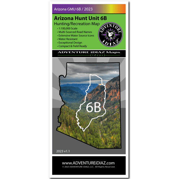 ADVENTURE iDIAZ - Arizona Hunt Unit 6B Map - Hiking, Hunting, Recreation Map