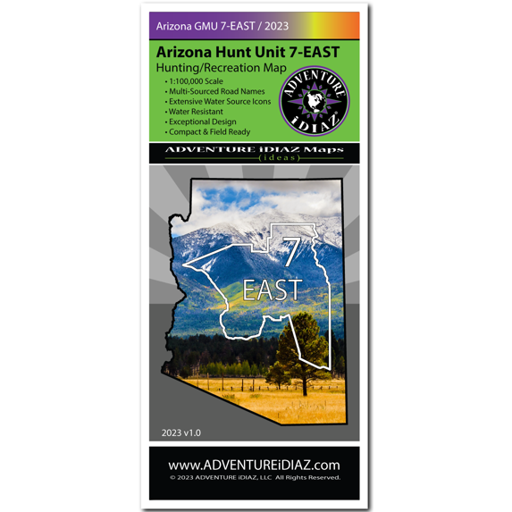 ADVENTURE iDIAZ - Arizona Hunt Unit 7 East Map - Hiking, Hunting, Recreation Map