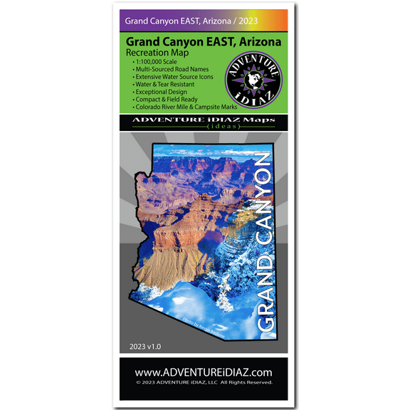 ADVENTURE iDIAZ - Grand Canyon Map (EAST) - Hiking, Rafting Recreation Map