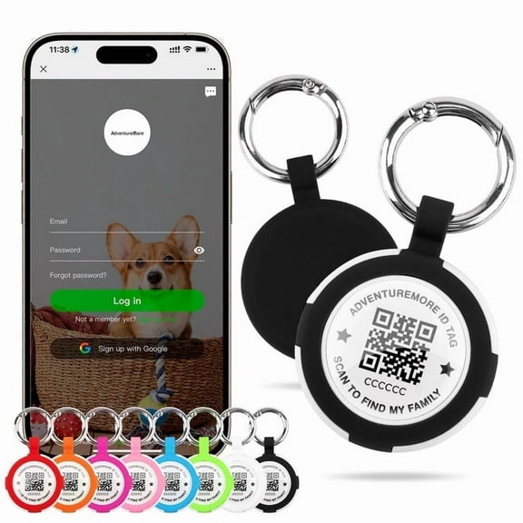 ADVENTUREMORE Airtags Holder with QR Code Smart Pet ID Tag Personalized Dog Tag, Waterproof Dustproof Air Tags Case with Smart ID Tag&Anti-Lost O-ring for Pet, Bag, Key