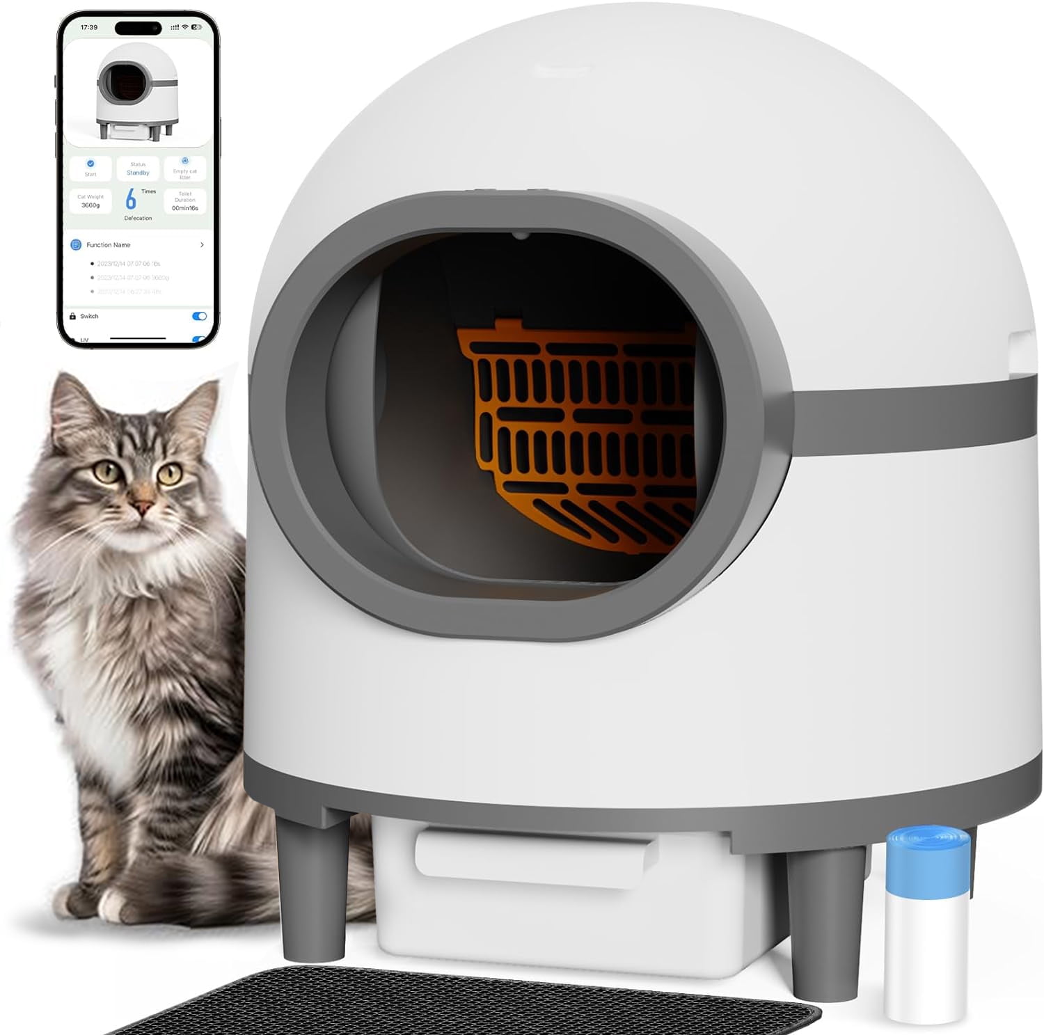 ADVTSPRS Self Cleaning Cat Litter Box, Automatic Cat Litter Box for Multiple Cats with
