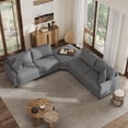 thumbnail image 1 of ADVWIN L Shaped Oversized Modular Sectional Couch, Modern Comfortable Convertible Corner Sofa with Reversible Chaise, 2 Pillows & Serving Tray for Living Room, Dark Gray, 1 of 12