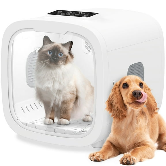 ADVWIN 52L Automatic Pet Dryer Box for Cats & Small Dogs for Pet Grooming, Adjustable Speed & Temperature, Timer, Light, Quiet, White