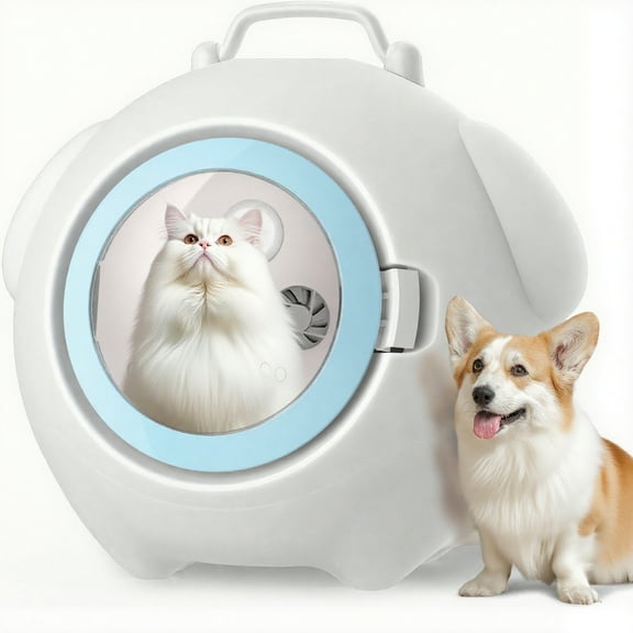 ADVWIN 70L Automatic Pet Dryer Box for Cats & Small Dogs for Pet Grooming, Adjustable Speed & Temperature, Timer, Light, Quiet, White