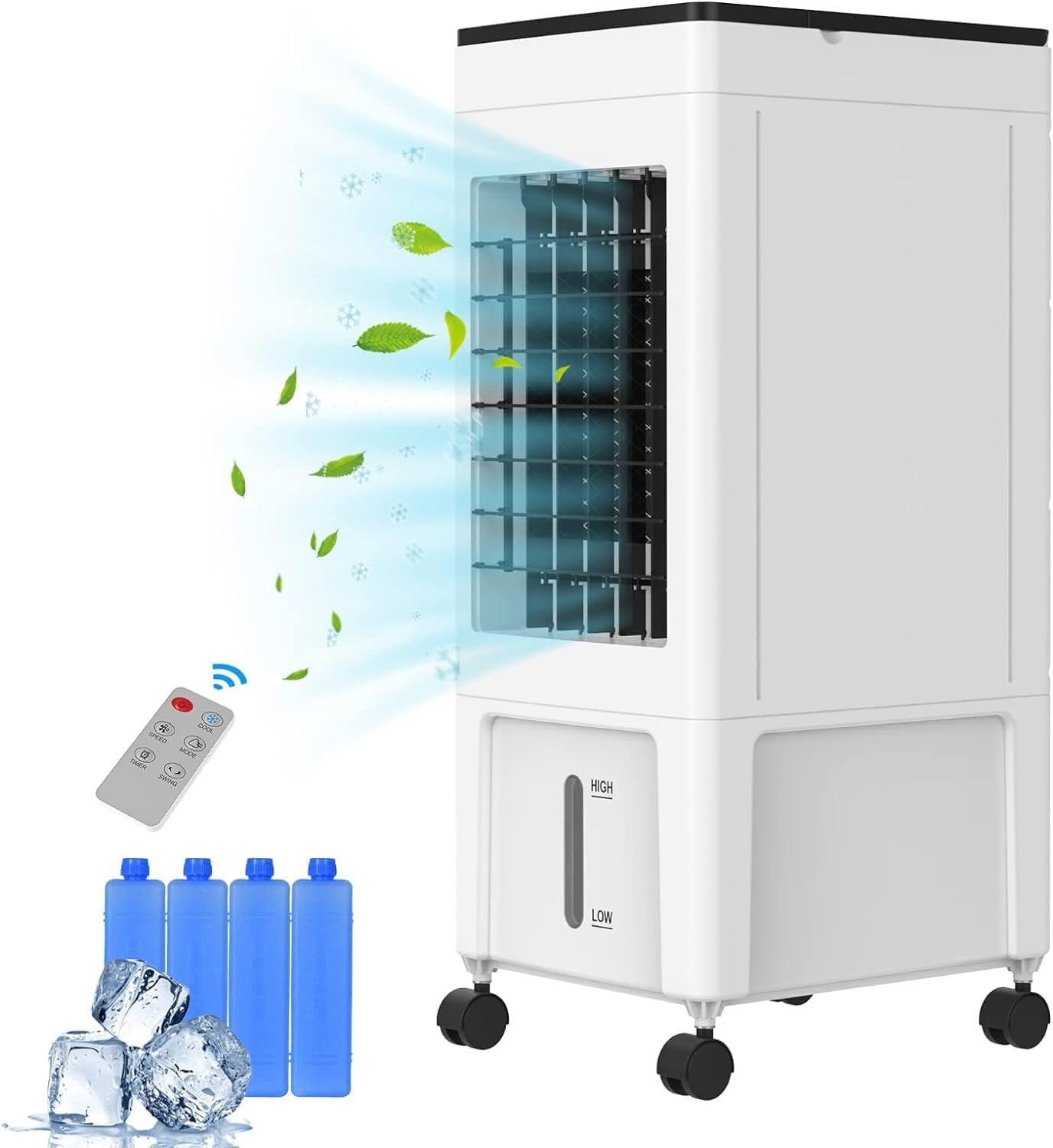ADVWIN Evaporative Air Cooler, Swamp Cooler Air Conditioners Portable, 2.1 Gal Water Tank, Timer, 70Oscillation,Windowless Portable Air Conditioner