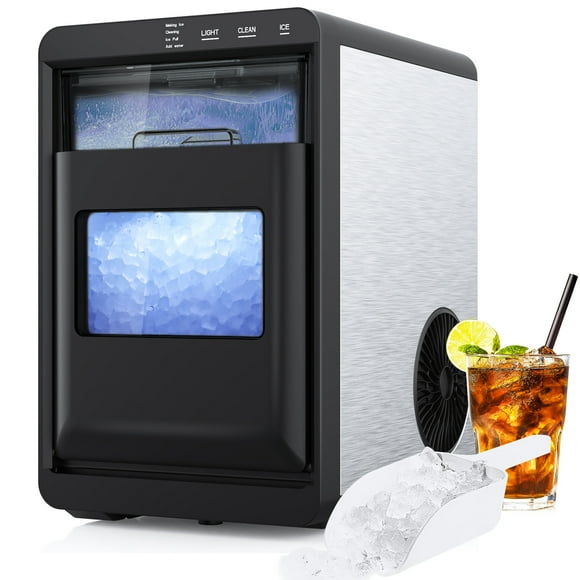 ADVWIN Nugget Ice Maker Countertop, 44LBS/24H, Self-Cleaning Pebble Ice Maker Machine with Soft Chewable Pellet Ice for Home/Kitchen/Office