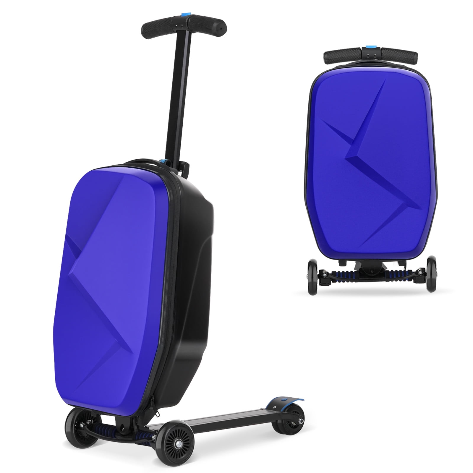 ADVWIN Scooter Luggage for Kids Adults Hardside Ride on Suitcase for Kids Ages 4 15 Multifunctional Lightweight Foldable Carry on Luggage with