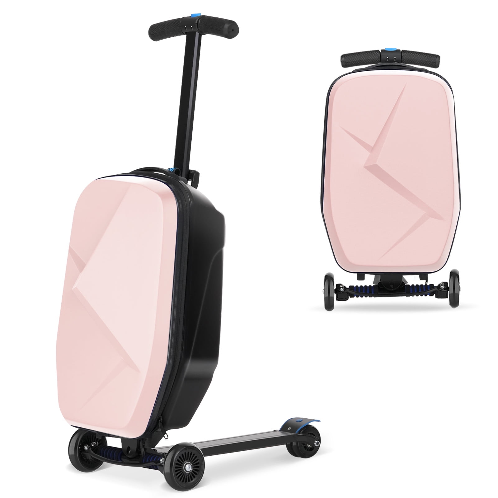 ADVWIN Scooter Luggage for Kids Adults Hardside Ride on Suitcase for Kids Ages 4 15 Multifunctional Lightweight Foldable Carry on Luggage with Wheels Ride on for Children Teenagers Pink Walmart