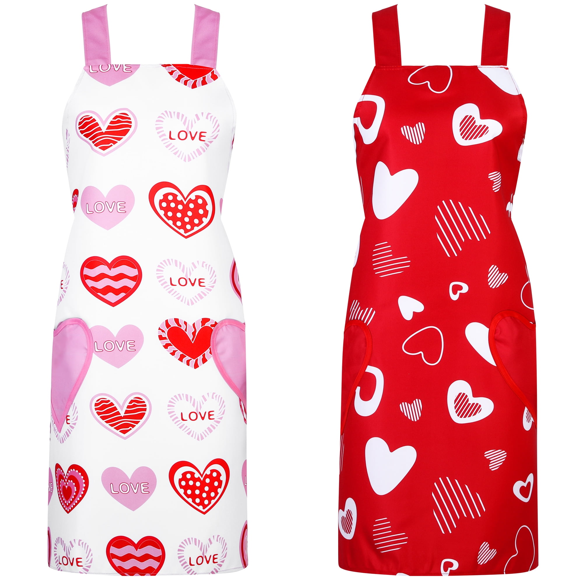 ADXCO 2 Pieces Valentine's Day Heart Aprons Adjustable Valentine