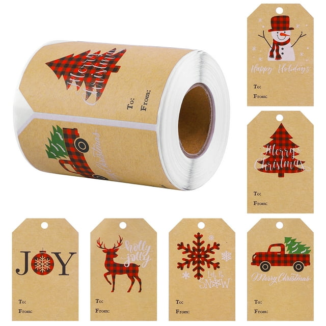 ADXCO 300 Pieces Christmas Gift Labels Buffalo Plaid Present Stickers