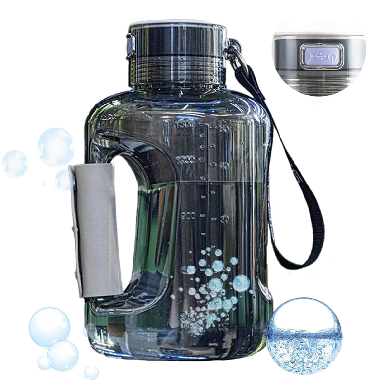 Hydrogen Water Bottle - Portable, Rechargeable, LED Puerto