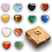 ADruer 12PCS Natural Heart Healing Crystals Rose Quartz Amethyst Heart Love Stones Set with Box for Wedding Mother's Day Women Energy Balancing Meditation Gift (B)