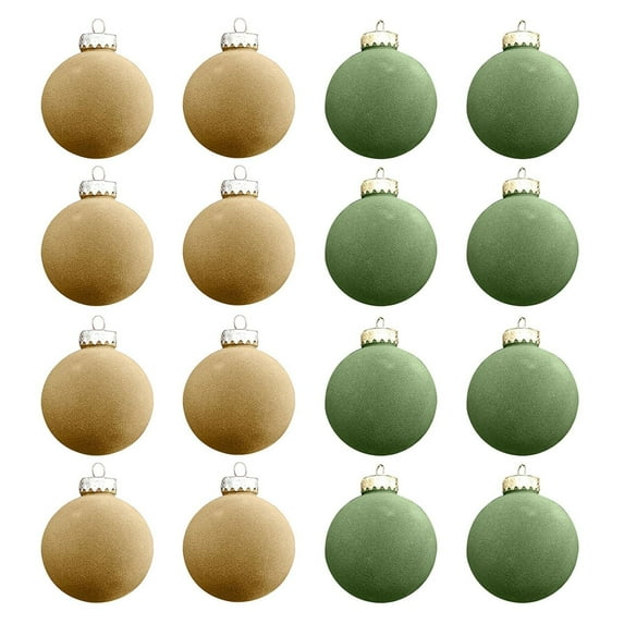 ADruer 16Pcs Velvet Brown Christmas Balls Hanging Ornaments, 2.4In Flocked Balls Bulk, Xmas Tree Decorations Assortment for Holiday Wedding Party Home Decor (F-16pc)