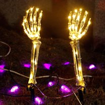 ADruer 2 Packs Lights Outdoor, Crawling Out of The Ground Life Size Skeleton Hand Decor, Vintage Skeleton Yard Decorations (2PC), 18.3x3.7in