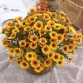 thumbnail image 1 of ADruer Artificial Daisy Flowers 3 Bundles Fake Flowers Can Decorate A Vase, Artificial Faux Flowers for Home Garden Vase Décor, Spring Flowers for Wedding Decoration, (Yellow), 1 of 7