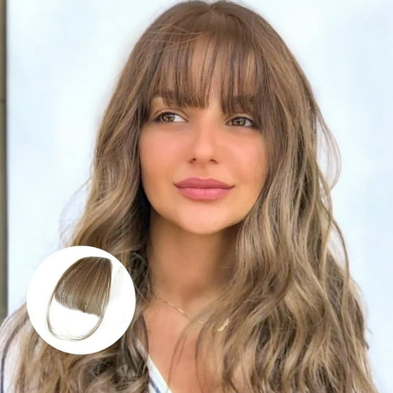 ADruer Bangs Hair Clip, Air Bangs Fringe, Clip in Bangs Real Human Hair, Brown Fake Bangs Hair Wispy Bangs Clip in Hair Extensions for Women Girls Daily Wear (Light Brown)