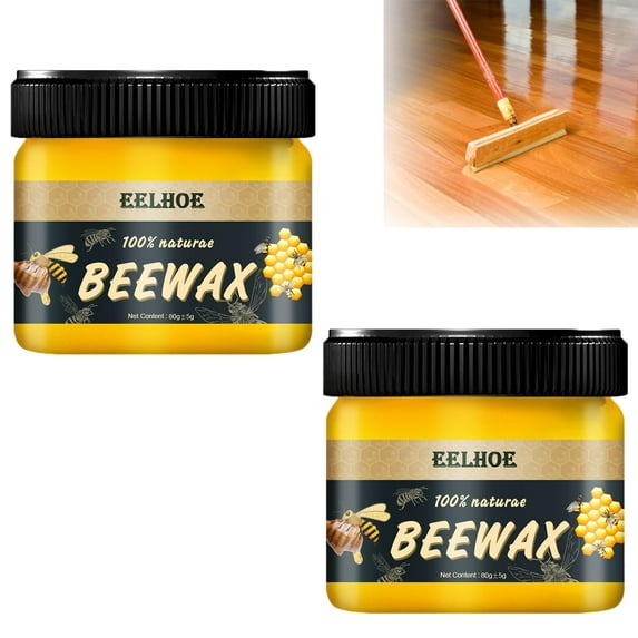 ADruer Beeswax Furniture Polish, Natural Beeswax Furniture Polish & Cleaner for Wood, Wood Seasoning Beeswax for Doors, Coffee Table, Cabinet Furniture Protect and Care (2pc-80g)
