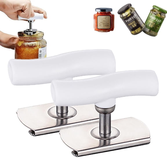 ADruer Bottle Openers for Seniors, Arthritis Jar Opener Jar Opener for Weak Hands, 2024 Upgraded Easy Open Adjustable Grip Jar Opener, Quick Opening Tool for Cooking & Everyday Use (White-2pc)